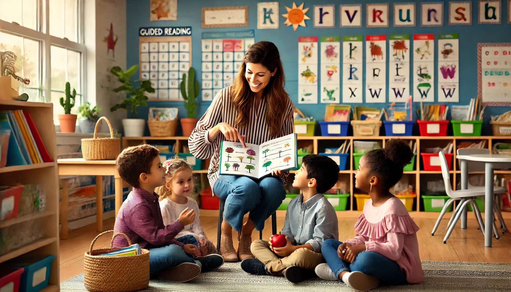 Teacher using Structured Literacy techniques with students