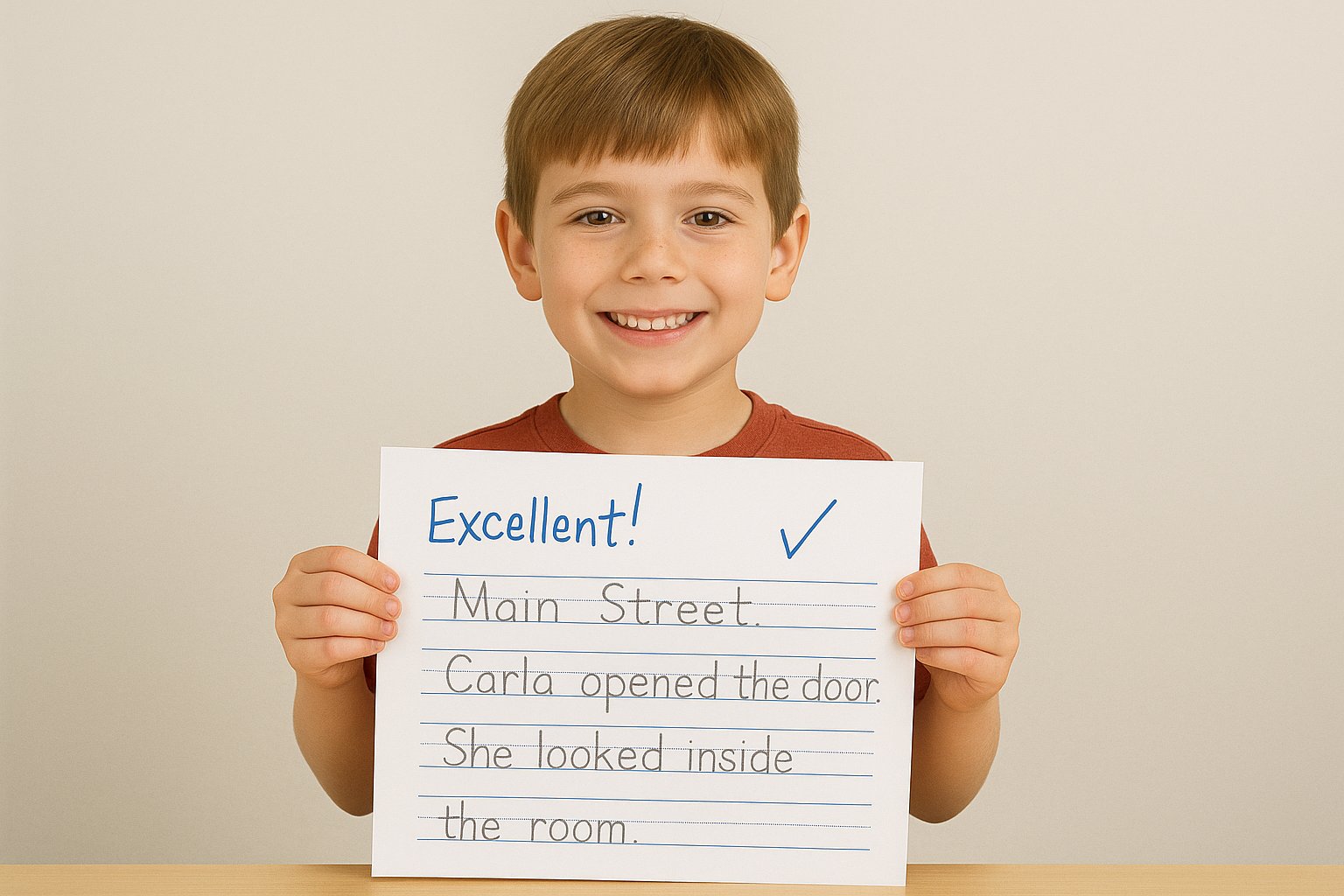 Child showing improved handwriting and reading comprehension