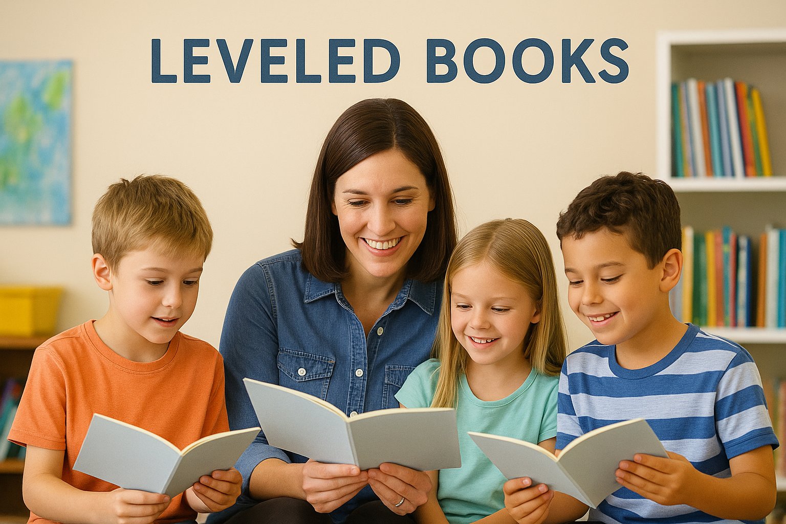 Teacher reading with children using leveled books