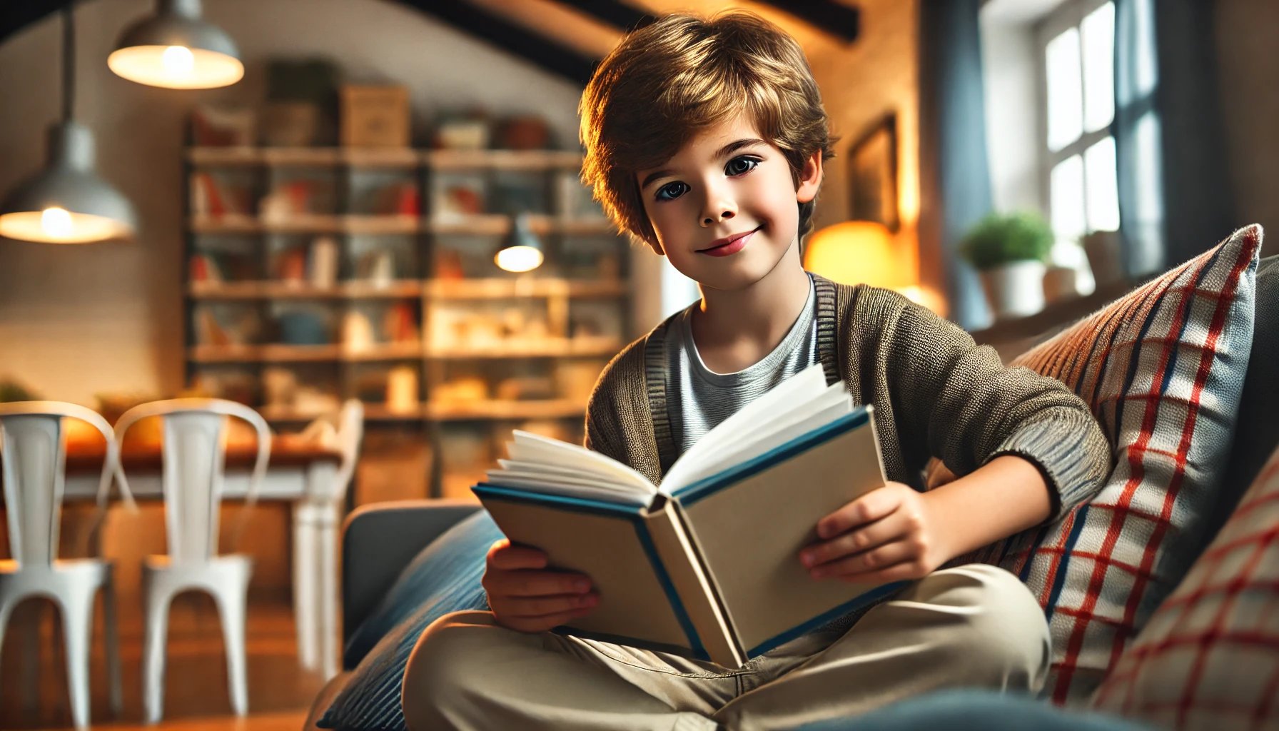 Child reading confidently after using phonics games at home