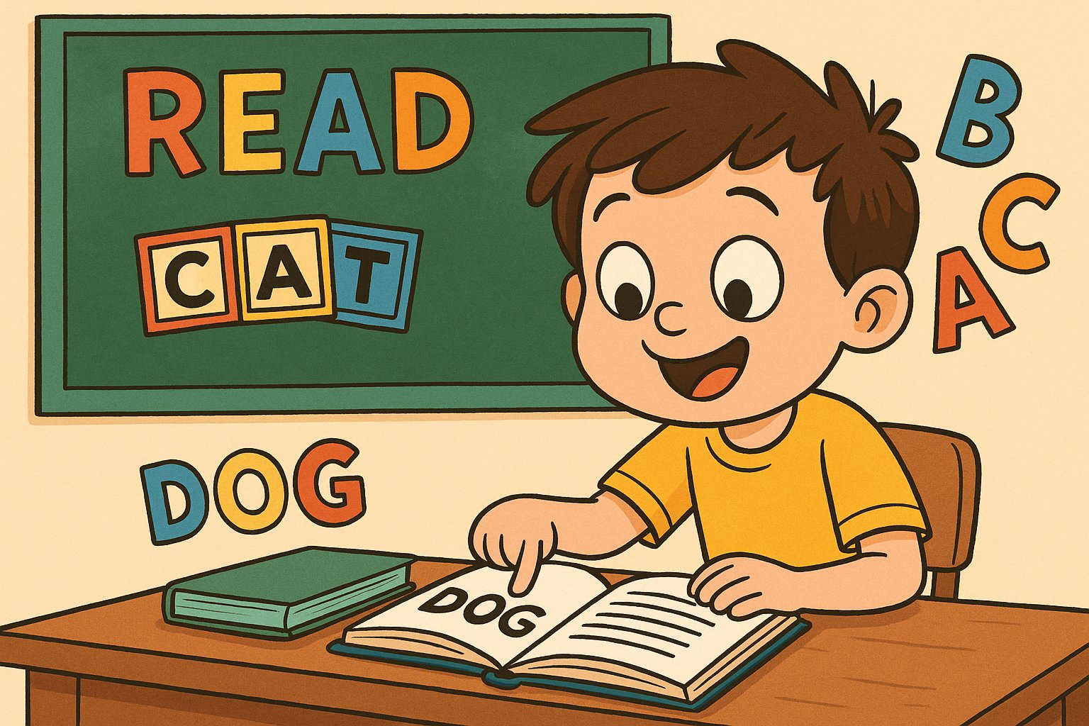 Child learning spelling and reading