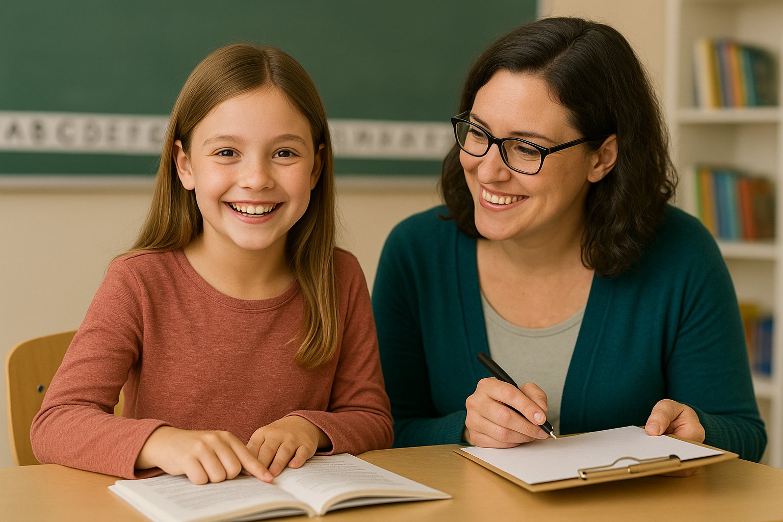 Student smiling after successful reading intervention